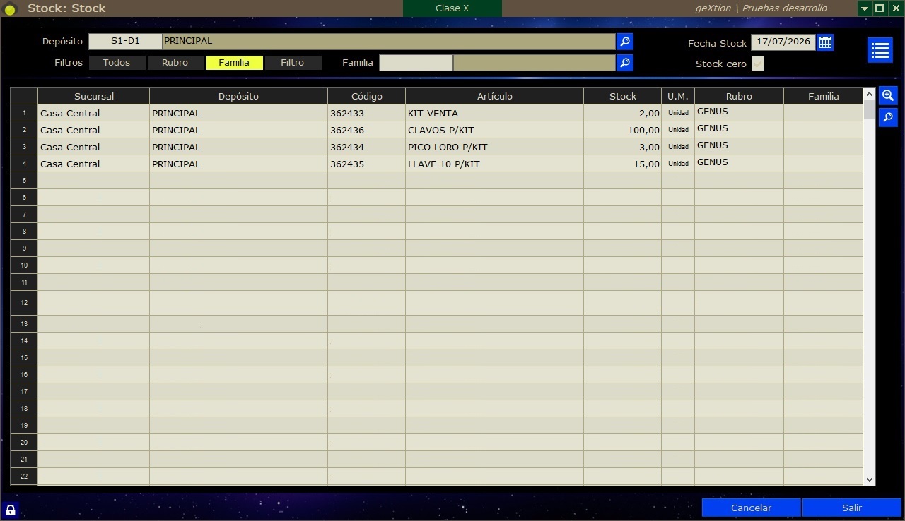 geXtion ERP — Stock
