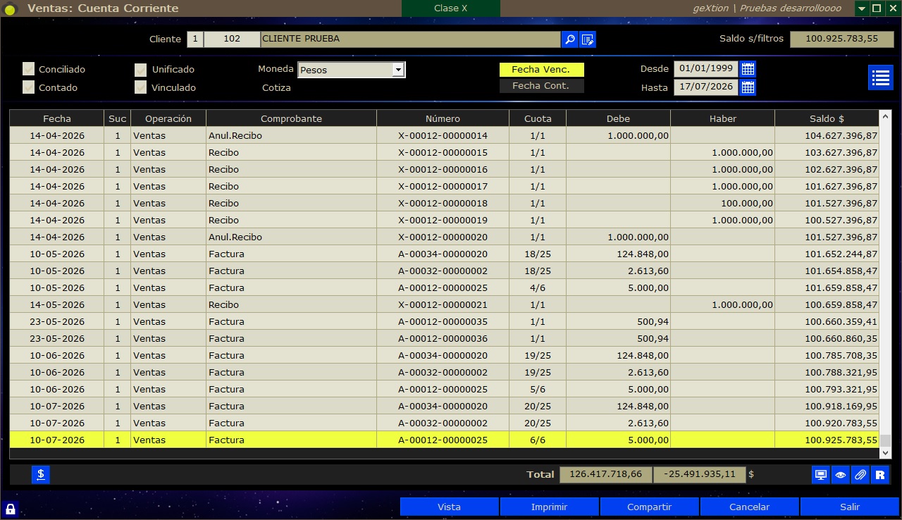 geXtion ERP — Cuenta Corriente